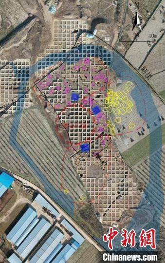 圖為位于甘肅省天水市張家川回族自治縣境內(nèi)的圪垯川遺址史家類型時期大型環(huán)壕聚落布局。(資料圖) 甘肅省文物局供圖