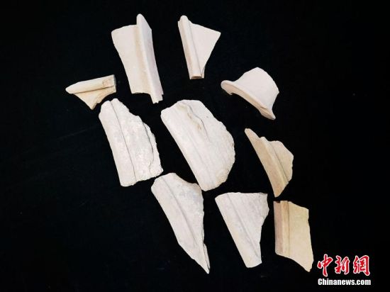 圖為靜寧縣賈河鄉(xiāng)竇坪村出土的彩陶片、紅陶片。 夏劍鋒 攝