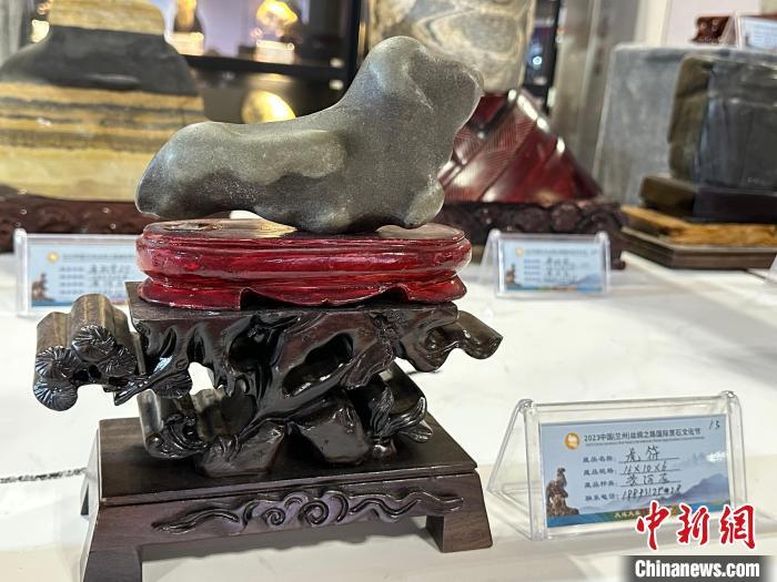 8月3日——7日，2023中國(蘭州)絲綢之路國際賞石文化節(jié)在甘肅國際會展中心舉行。圖為名為《虎符》的黃河石。楊娜 攝</p><p>