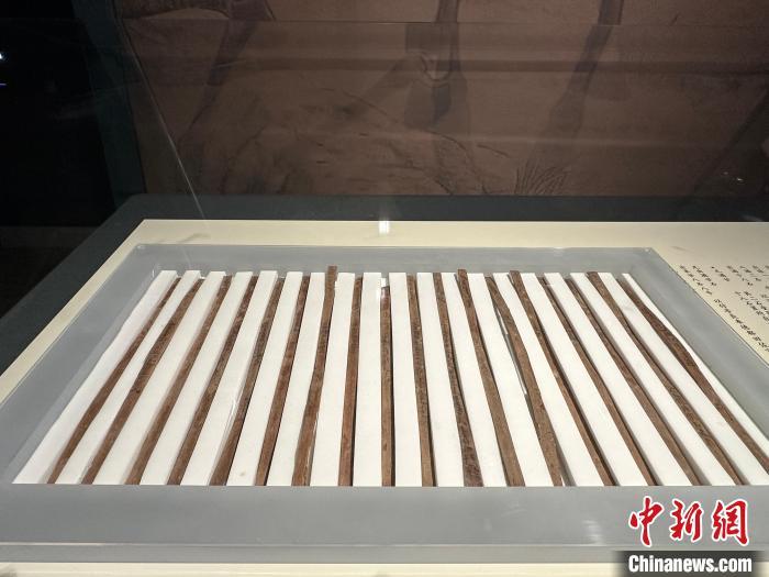 圖為甘肅簡(jiǎn)牘博物館展陳的漢簡(jiǎn)。中新社記者 戴文昌 攝