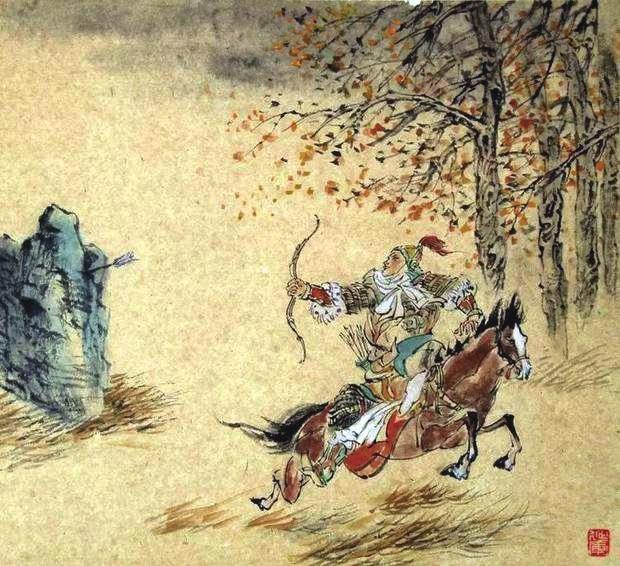 “林暗草驚風(fēng)，將軍夜引弓?！碑?huà)作
